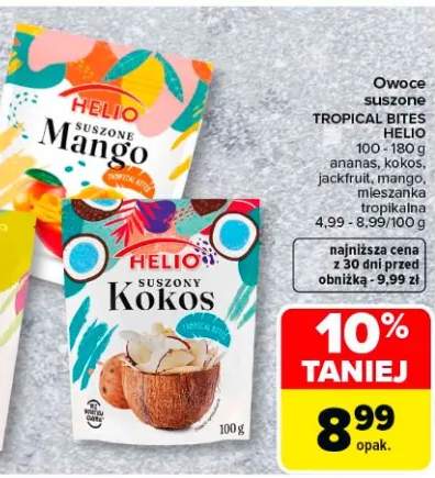Owoce suszone Tropical Bites Helio ananas, jackfruit, mango, mieszanka tropikalna, kokos