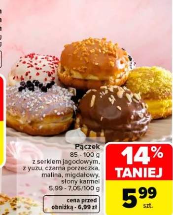 Pączek z serkiem jagodowym z yuzu, czarna porzeczka, malina, migdałowy, słony karmel