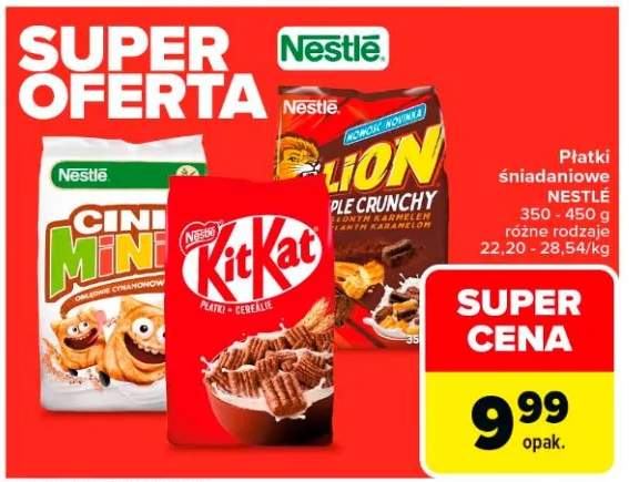 Płatki śniadaniowe Cini Minis, Kit Kat, Lion różne rodzaje