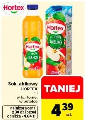 Sok jabłkowy 100% w kartonie, w butelce