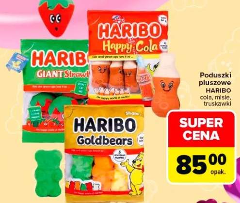 Poduszki pluszowe cola, misie, truskawki