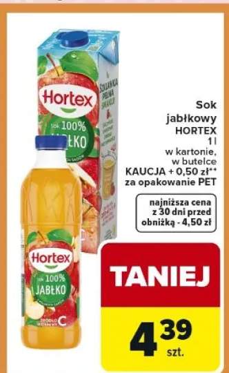 Sok jabłkowy 100% EKO w kartonie, w butelce KAUCJA + 0,50 zł*