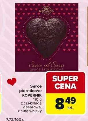 Serce piernikowe z czekolady deserową, z nutą whisky