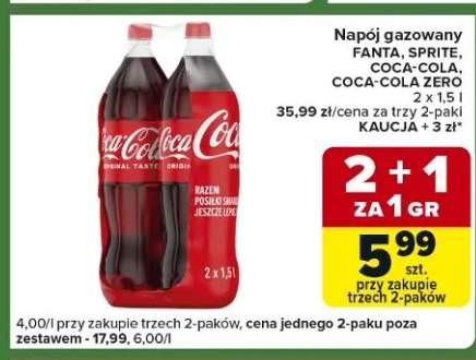 Napój gazowany Fanta, Sprite, Coca-Cola, Coca-Cola Zero