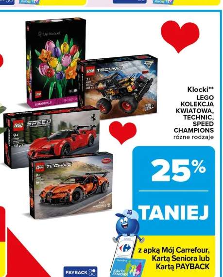 Klocki LEGO kolekcja kwiatowa, technic, speed champions