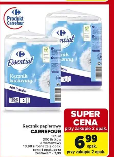 Ręcznik papierowy 1 rolka 300 listków 2-warstwowy