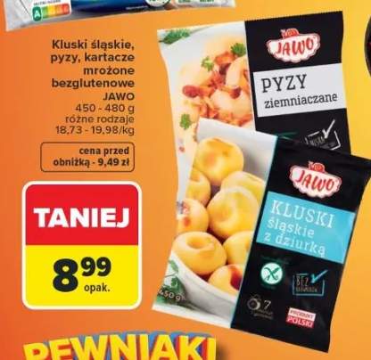 Kluski śląskie, pyzy, kartacze mrożone bezglutenowe Jawo