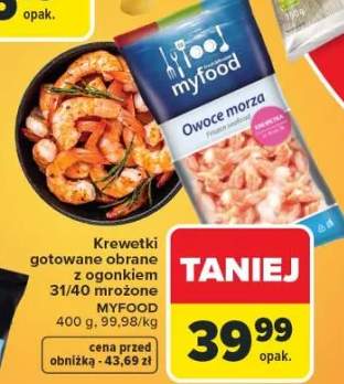 Krewetki gotowane obrane z ogonkiem 31/40 mrożone