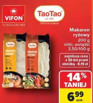 Makaron ryżowy nitki, wstążki