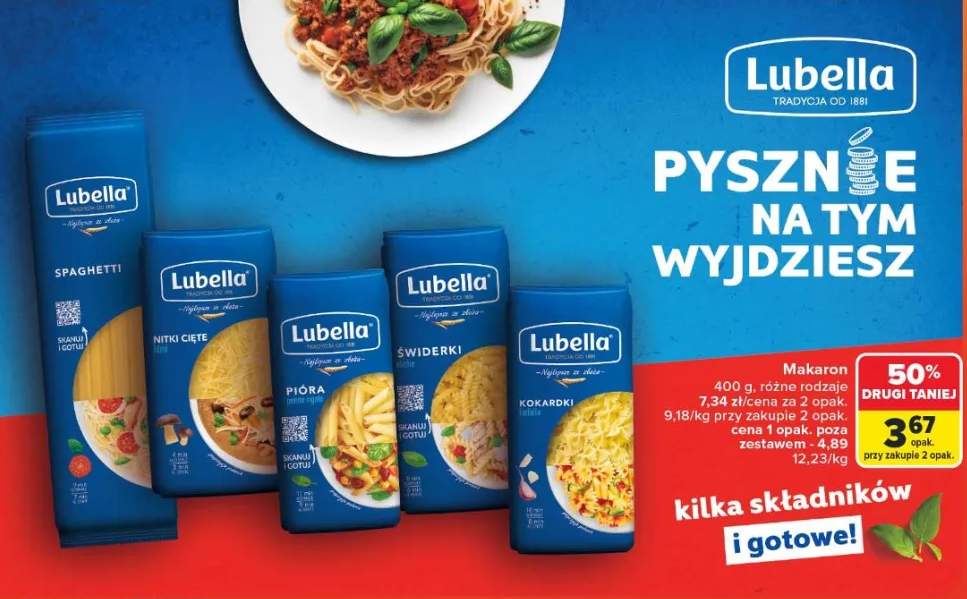 Makaron różne rodzaje spaghetti, nitki cięte, pióra, świderki, kokardki