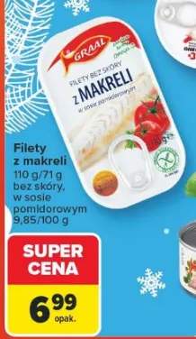 Filety z makreli w oleju, w sosie pomidorowym, w sosie śmietanowo-warzywnym