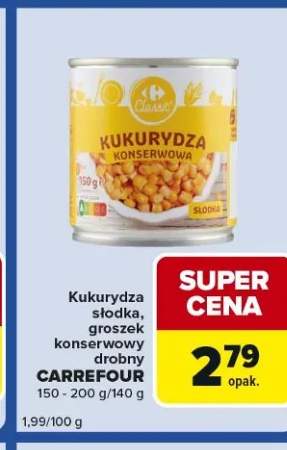 Kukurydza słodka, groszek konserwowy drobny