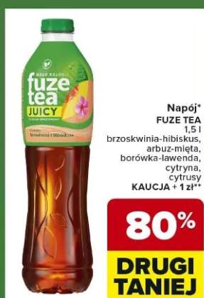 Napój Fuze Tea różne rodzaje brzoskwinia-hibiskus, arbuz-mięta, borówka-limonka, cytryna, cytrusy