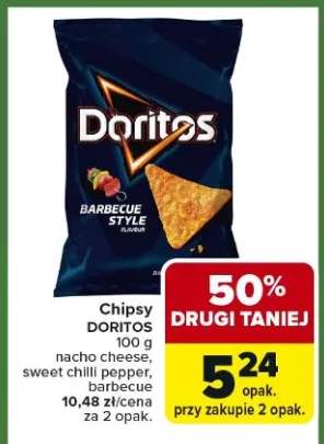 Chipsy Doritos nacho cheese, sweet chilli pepper, barbecue