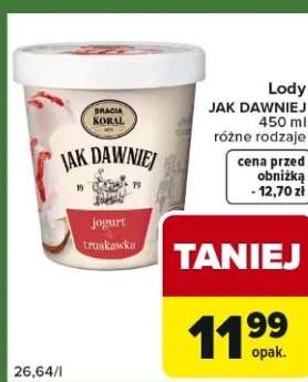 Lody jogurt z truskawką różne rodzaje