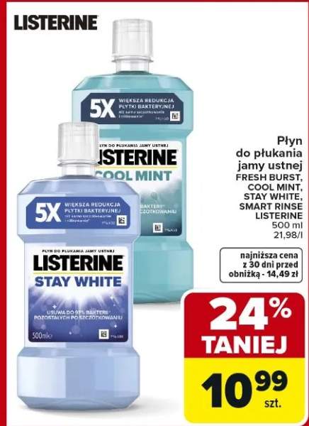 Płyn do płukania jamy ustnej Fresh Burst, Cool Mint, Stay White, Smart Rinse