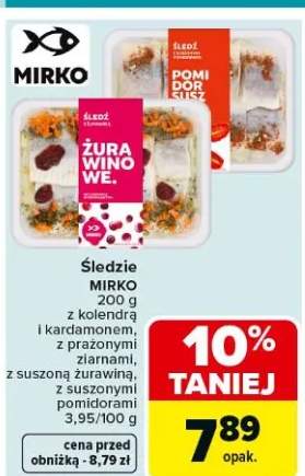 Śledzie z kolendą i kaparami, z prażonymi ziarnami, z suszoną śliwką, z suszonymi pomidorami