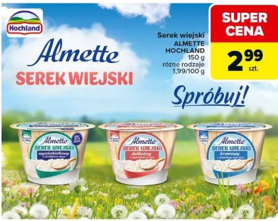 Serek wiejski Almette różne rodzaje