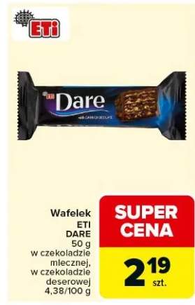 Wafelek Dare w czekoladzie mlecznej, w czekoladzie z orzechem