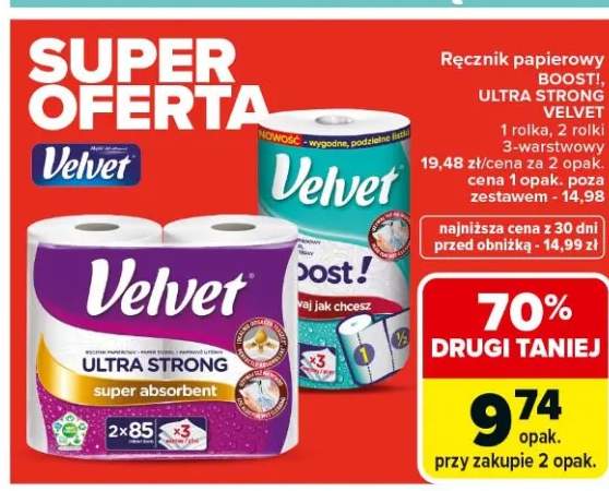 Ręcznik papierowy Boost!, Ultra Strong, Velvet 1 rolka, 2 rolki, 3-warstwowy