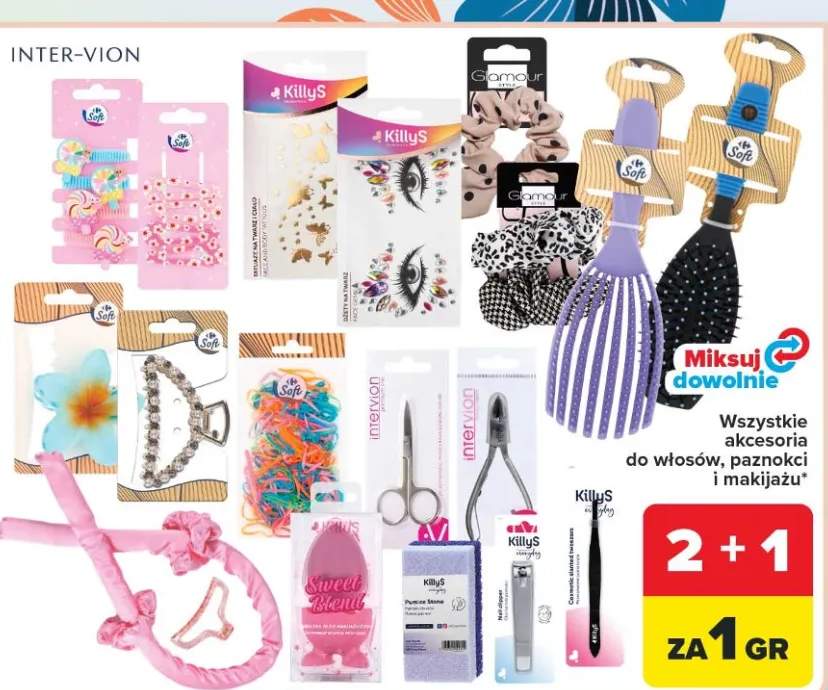 Akcesoria do włosów, paznokci i makijażu różne rodzaje