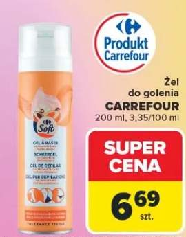 Żel do golenia Carrefour 200ml, 3.35/100ml