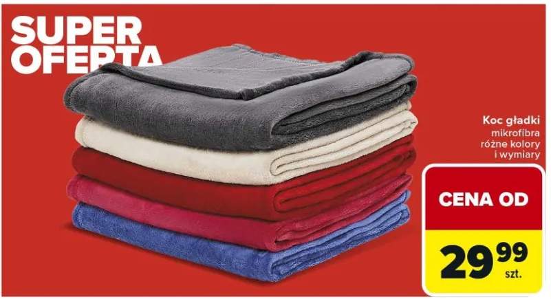 Koc gładki mikrofibra różne kolory i wymiary
