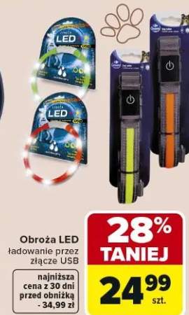 Obroża LED ładowanie przez złącze USB różne rodzaje