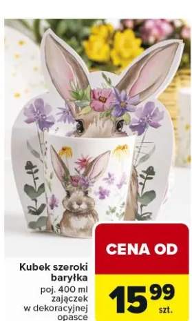 Kubek szeroki baryłka zajączek w dekoracyjnej opasce