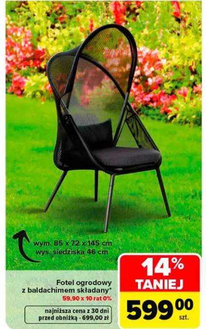 Fotel ogrodowy z baldachimem składany