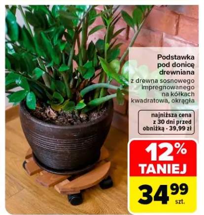 Podstawka pod donicę drewniana z drewna sosnowego impregnowanego na kółkach kwadratowa, okrągła