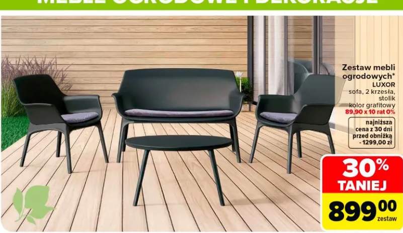 Zestaw mebli ogrodowych sofa, 2 krzesła, stolik kolor grafitowy