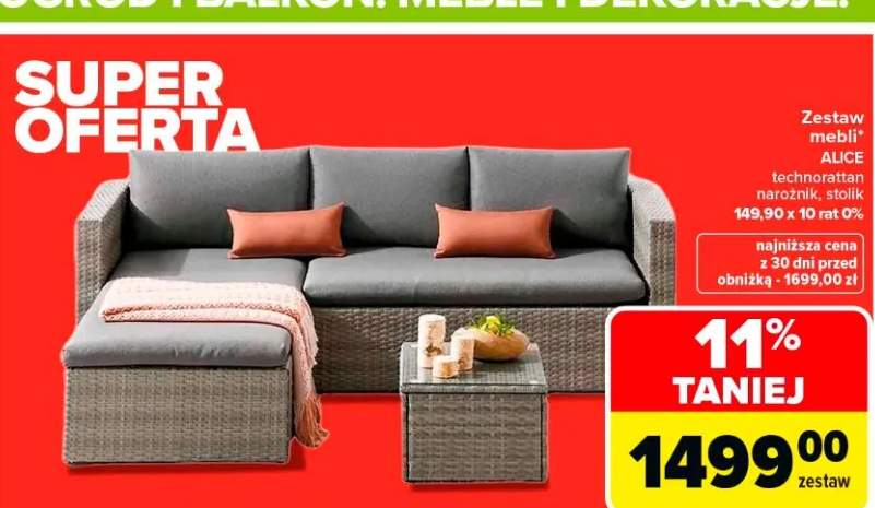 Zestaw mebli technorattan narożnik, stolik