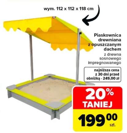 Piaskownica drewniana z opuszczanym dachem z drewna sosnowego impregnowanego