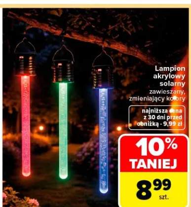 Lampion akrylowy solarny zawieszany, zmieniający kolory
