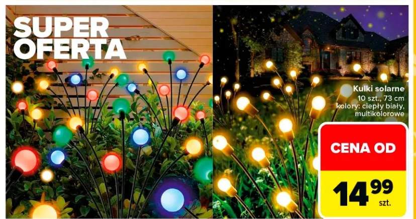 Kulki solarne 10 szt., 73 cm kolory: ciepły biały, multikolorowe