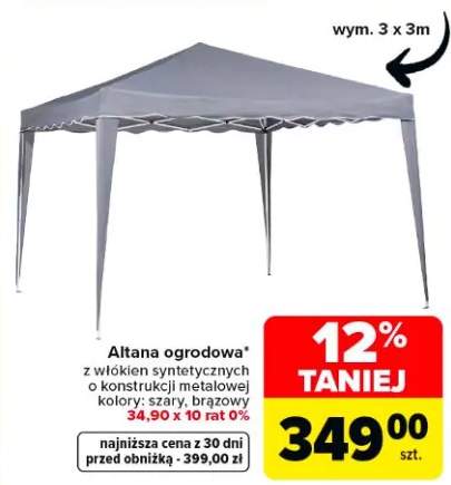 Altana ogrodowa z włókien syntetycznych o konstrukcji metalowej kolory: szary, brązowy 24,90 x 10 rat 0%