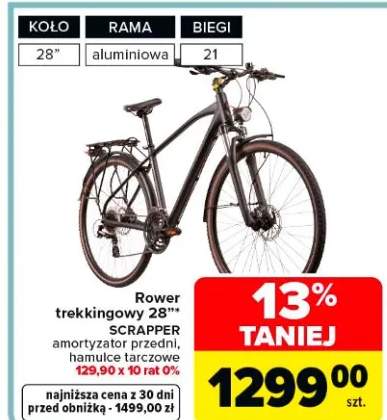 Rower trekkingowy 28" Scrapper amortyzator przedni, hamulce tarczowe 129,90 x 10 rat 0%