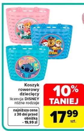 Koszyk rowerowy dziecięcy licencja Disney różne rodzaje