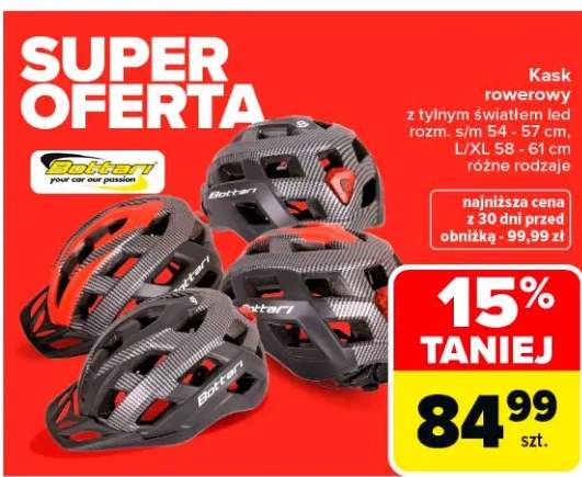 Kask rowerowy z tylnym światłem led rozm. s/m 54 - 57 cm, L/XL 58 - 61 cm różne rodzaje