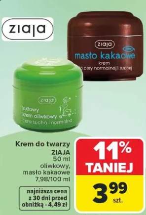 Krem do twarzy Ziaja oliwkowy, masło kakaowe