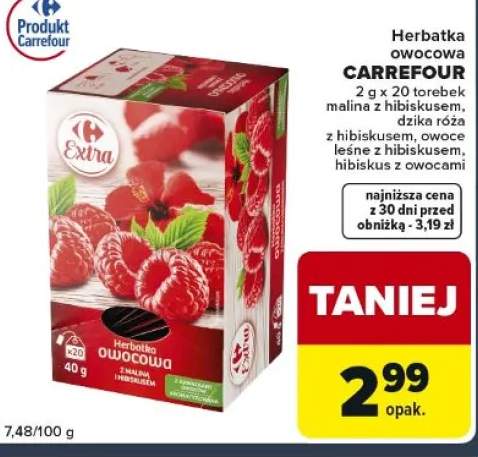 Herbatka owocowa 2 g x 20 torebek malina z hibiskusem, dzika róża z hibiskusem, owoce leśne z hibiskusem, hibiskus z owocami