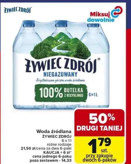 Woda źródlana niegazowana różne rodzaje KAUCJA + 6 zł