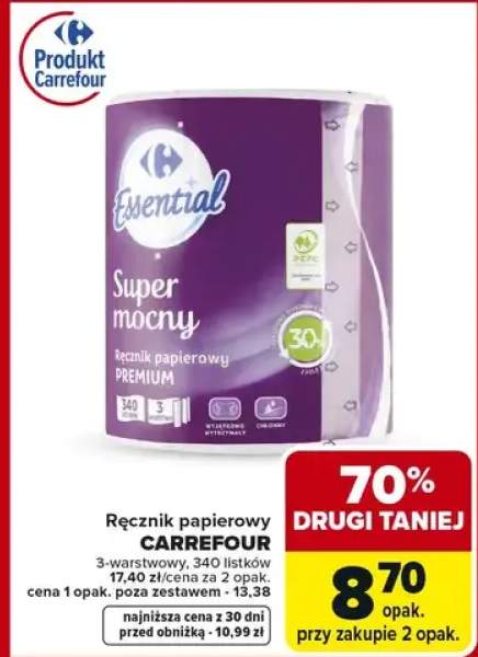 Ręcznik papierowy Super mocny premium 3-warstwowy, 340 listków