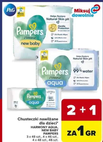 Chusteczki nawilżane dla dzieci Harmony Aqua, New Baby, Pampers