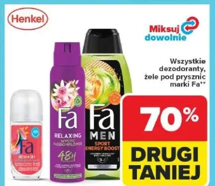 Dezodoranty, żele pod prysznic marki Fa