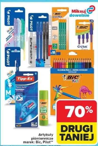 Artykuły piśmiennicze marek: Bic, Pilot