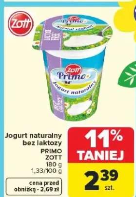 Jogurt naturalny bez laktozy PRIMO