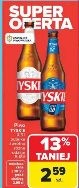 Piwo Tyskie butelka zwrotna różne rodzaje