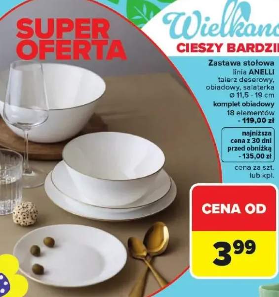 Zastawa stołowa talerz deserowy, obiadowy, salaterka komplet obiadowy 18 elementów